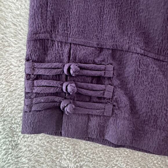 Citron Pants Women 1X Purple Textured Silk Wide Leg High Rise Pull On Lagenlook - Picture 5 of 15